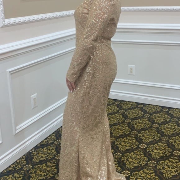Elegant Gold long sleeve PS dress size US 10 - Picture 3 of 5